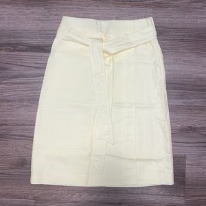 Yellow Ann Taylor Tie Waist Midi Skirt